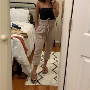 FREE PEOPLE: Stripped paper bag linen pants!
